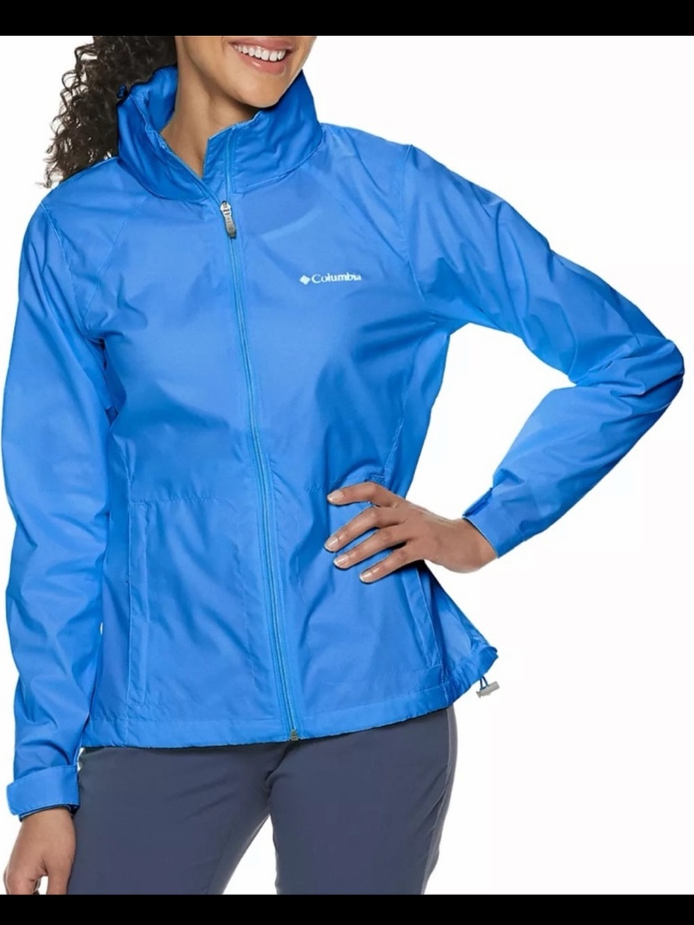 Columbia Switchback III Hooded Packable Jacket Harbor Blue Rain Windbreaker LRG